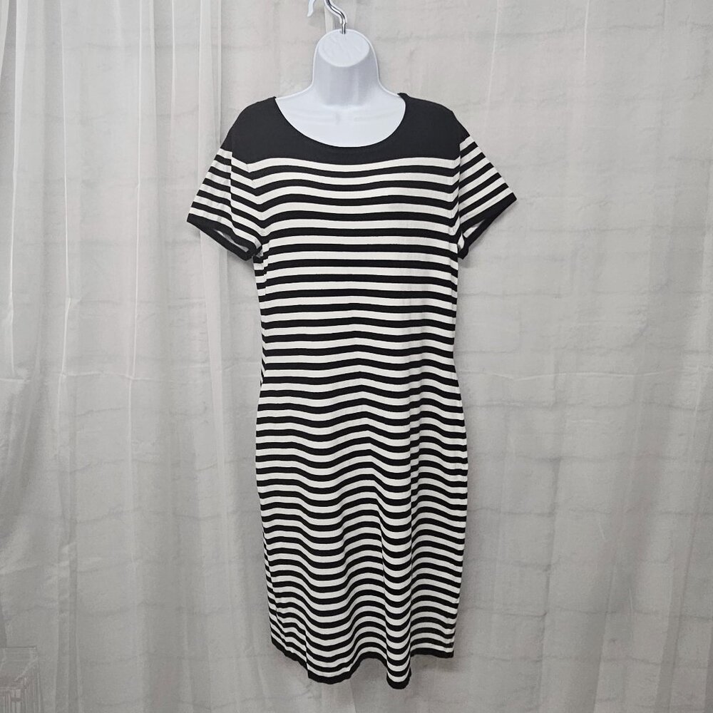 Torrid Black White Knit Dress Stripes Shift 1X